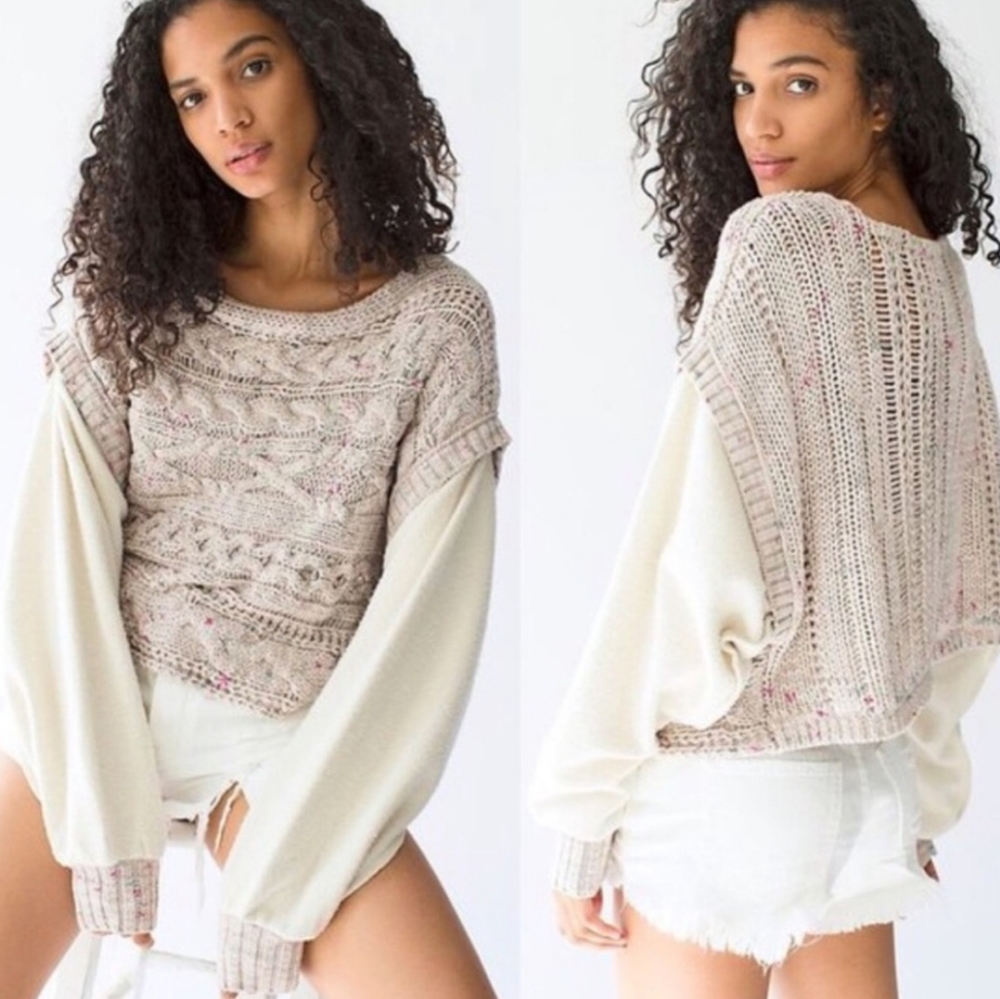 Free People Honey Cable Pullover Cropped Sweater